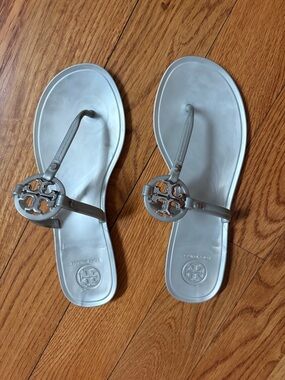 Tory Burch Metallic Silver Miller Thong Sandals